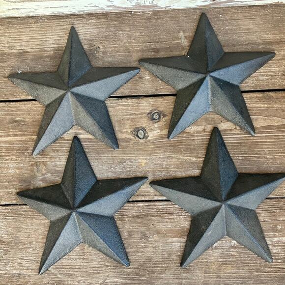 Rustic Cast Iron Wall Stars Set of 4 – Farmhouse Western Décor - Picture 1 of 3